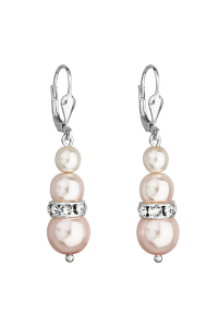 Obrázok pre Strieborné náušnice visiace so syntetickými perlami a kryštálmi Swarovski ružové okrúhle 31150.3