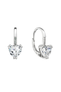 Strieborné náušnice visiace so zirkónmi biele srdiečko 11409.1 crystal Obrázok pre Strieborné náušnice visiace so zirkónmi biele srdiečko 11409.1 crystal