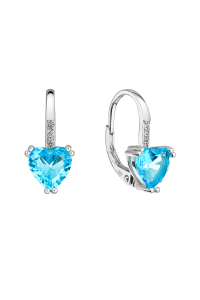 Strieborné náušnice visiace so zirkónmi modré srdiečko 11409.3 aqua Obrázok pre Strieborné náušnice visiace so zirkónmi modré srdiečko 11409.3 aqua
