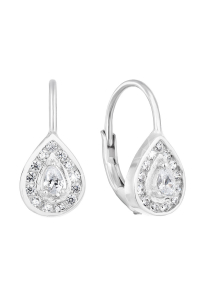 Strieborné náušnice visiace so zirkónom biela slza 11221.1 Obrázok pre Strieborné náušnice visiace so zirkónom biela slza 11221.1