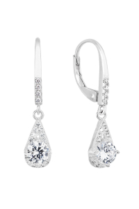 Strieborné náušnice visiace so zirkónom biela slza 11305.1 Obrázok pre Strieborné náušnice visiace so zirkónom biela slza 11305.1