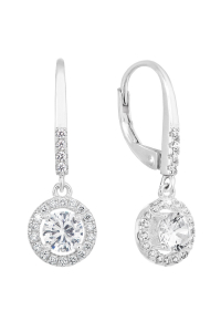 Strieborné náušnice visiace so zirkónom biele okrúhle 11300.1 Obrázok pre Strieborné náušnice visiace so zirkónom biele okrúhle 11300.1