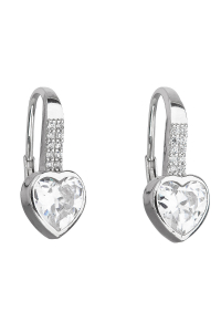 Strieborné náušnice visiace so zirkónom biele srdce 11169.1 Obrázok pre Strieborné náušnice visiace so zirkónom biele srdce 11169.1