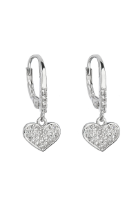 Strieborné náušnice visiace so zirkónom biele srdce 11301.1 Obrázok pre Strieborné náušnice visiace so zirkónom biele srdce 11301.1