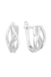 Strieborné náušnice visiace so zirkónom biely polkruh 11243.1 Obrázok pre Strieborné náušnice visiace so zirkónom biely polkruh 11243.1