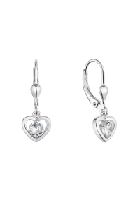 Strieborné náušnice visiace srdiečka so zirkónom 11459.1 Obrázok pre Strieborné náušnice visiace srdiečka so zirkónom 11459.1