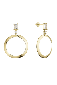 Strieborné náušnice visiaci kruh a zirkón 11725.1 Obrázok pre Strieborné náušnice visiaci kruh a zirkón 11725.1
