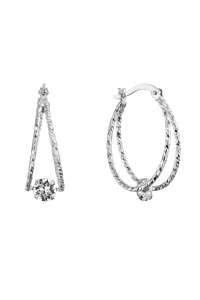 Obrázok pre Strieborné náušnice vzorované kruhy so Swarovski kryštálom 31324.1