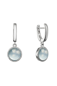 Obrázok pre Strieborné visiace náušnice s akvamarínom 11734.3
