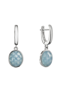 Obrázok pre Strieborné visiace náušnice s akvamarínom 11737.3