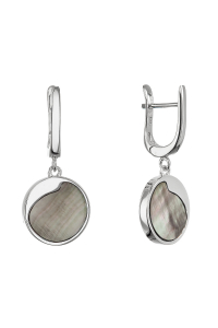Obrázok pre Strieborné visiace náušnice s čiernou perleťou 11739.3