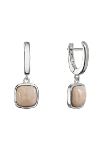 Obrázok pre Strieborné visiace náušnice s fosílnym koralom 11738.3