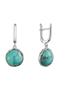 Obrázok pre Strieborné visiace náušnice s tyrkysom 11735.3