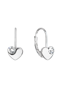 Obrázok pre Strieborné visiace náušnice so Swarovski kryštálmi srdiečka 31299.1 biele