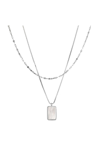 Strieborný dvojitý náhrdelník s bielou perleťou 12155.1 Obrázok pre Strieborný dvojitý náhrdelník s bielou perleťou 12155.1