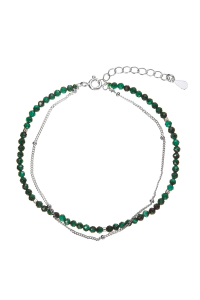 Strieborný dvojitý náramok s malachitmi 13114.3 Obrázok pre Strieborný dvojitý náramok s malachitmi 13114.3