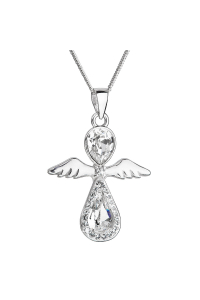 Obrázok pre Strieborný náhrdelník anjel so Swarovski kryštálmi biely 32072.1