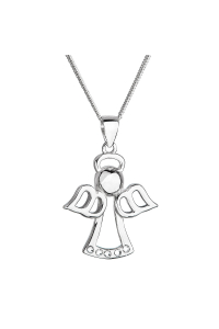 Obrázok pre Strieborný náhrdelník anjel so Swarovski kryštálmi biely 32076.1