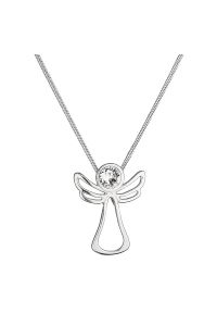 Obrázok pre Strieborný náhrdelník anjel so Swarovski kryštálom 32080.1 biely