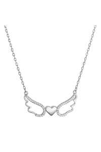 Strieborný náhrdelník anjelské krídla so srdiečkom 12136.1 Obrázok pre Strieborný náhrdelník anjelské krídla so srdiečkom 12136.1