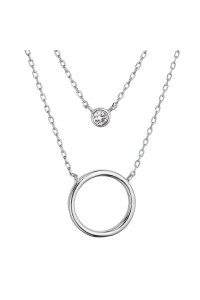 Strieborný náhrdelník dvojitá retiazka krúžok a zirkón 12111.1 Obrázok pre Strieborný náhrdelník dvojitá retiazka krúžok a zirkón 12111.1