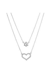 Strieborný náhrdelník dvojitý so srdiečkom a zirkónom 12175.1 Obrázok pre Strieborný náhrdelník dvojitý so srdiečkom a zirkónom 12175.1