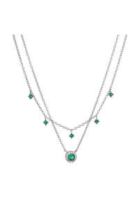 Strieborný náhrdelník dvojitý so zelenými zirkónmi 12186.3 emerald Obrázok pre Strieborný náhrdelník dvojitý so zelenými zirkónmi 12186.3 emerald
