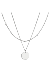 Obrázok pre Strieborný náhrdelník dvojradový s placičkou a retiazkou s guličkami 62002