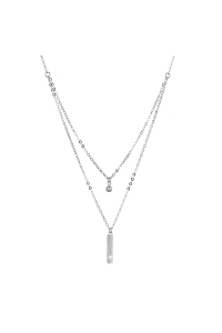 Strieborný náhrdelník gulička a úzky obdĺžnik so zirkónmi biely 12057.1 crystal Obrázok pre Strieborný náhrdelník gulička a úzky obdĺžnik so zirkónmi biely 12057.1 crystal