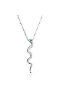 Strieborný náhrdelník had so zelenými zirkónmi 12152.3 green Obrázok pre Strieborný náhrdelník had so zelenými zirkónmi 12152.3 green