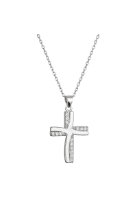 Strieborný náhrdelník kríž so zirkónmi 12135.1 crystal Obrázok pre Strieborný náhrdelník kríž so zirkónmi 12135.1 crystal