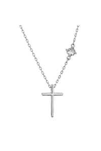 Strieborný náhrdelník lesklý kríž a zirkón 12107.1 Obrázok pre Strieborný náhrdelník lesklý kríž a zirkón 12107.1