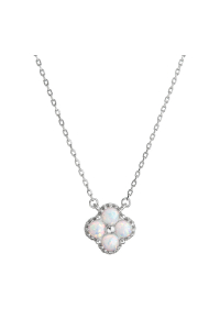 Strieborný náhrdelník opálový štvorlístok 12148.1 biely Obrázok pre Strieborný náhrdelník opálový štvorlístok 12148.1 biely