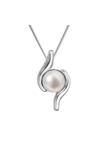 Strieborný náhrdelník s pravou riečnou perlou 22038.1 biely Obrázok pre Strieborný náhrdelník s pravou riečnou perlou 22038.1 biely