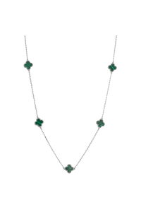Strieborný náhrdelník štvorlístky malachit 12150.3 Obrázok pre Strieborný náhrdelník štvorlístky malachit 12150.3