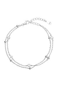 Obrázok pre Strieborný náramok dvojitá retiazka guličky a štvorlístky 13081.1