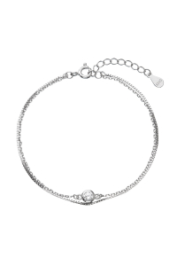 Obrázok pre Strieborný náramok dvojitá retiazka so zirkónom 63006