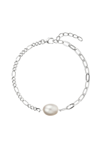 Strieborný náramok retiazka s očkami a jednou oválnou perlou 23026.1 Obrázok pre Strieborný náramok retiazka s očkami a jednou oválnou perlou 23026.1