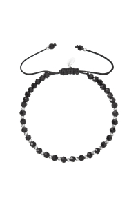 Obrázok pre Strieborný náramok s čiernymi sklenenými korálkami 13074.3