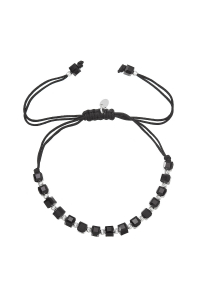 Obrázok pre Strieborný náramok s čiernymi sklenenými korálkami 13076.3