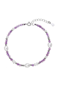 Obrázok pre Strieborný náramok s perlami a ametystmi 13113.3