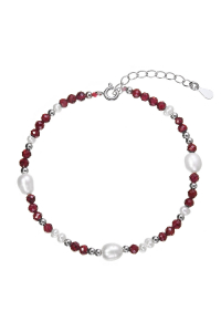 Obrázok pre Strieborný náramok s perlami a granátmi 13113.3
