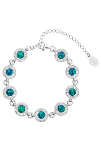 Obrázok pre Strieborný náramok so syntetickým opálom a kryštálmi Preciosa zelený 33105.1