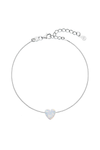 Obrázok pre Strieborný náramok so syntetickým opálom biele srdce 13018.1