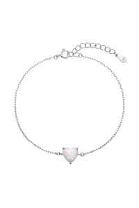 Obrázok pre Strieborný náramok so syntetickým opálom biele srdce 13088.1 white