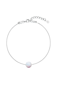Obrázok pre Strieborný náramok so syntetickým opálom biely okrúhly 13019.1