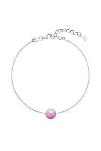 Obrázok pre Strieborný náramok so syntetickým opálom ružový okrúhly 13019.3