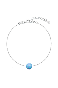 Obrázok pre Strieborný náramok so syntetickým opálom svetlo modrý okrúhly 13019.3