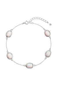 Obrázok pre Strieborný náramok so syntetickými opálmi biely ovál 13030.1 white