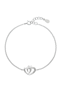 Obrázok pre Strieborný náramok so zirkónmi dvojité srdce 13011.1
